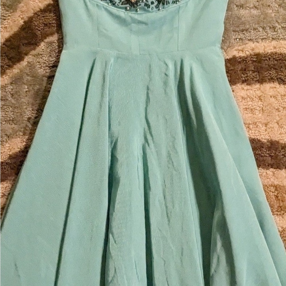 Trashy Diva Lena Ribbed Rayon Mint Blue size 04 Black beading halter neck - Picture 4 of 4